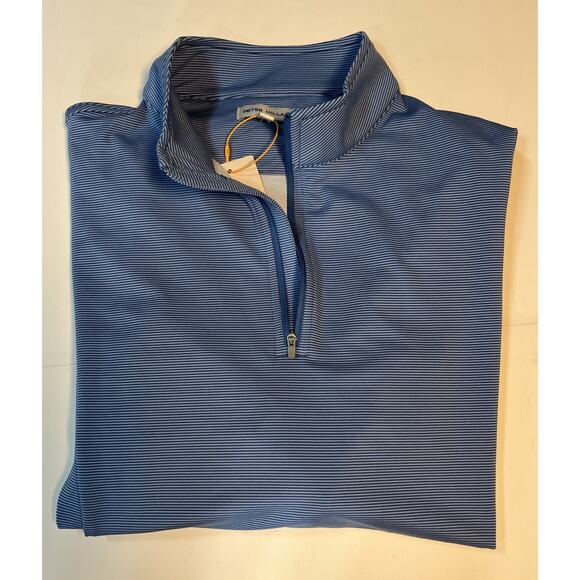 Peter Millar Woman’s Blue Quarter Zip Golf Long Sleeve Polo Large NWT Arm Logo - Picture 9 of 9